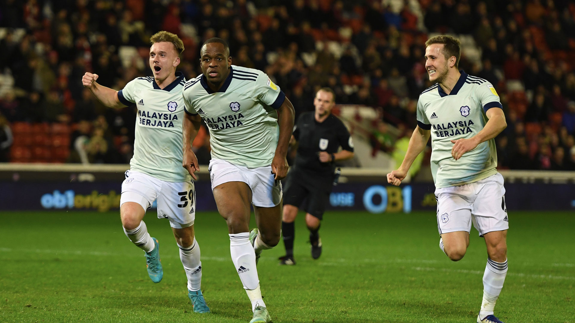 Uche Ikpeazu celebrates his first City goal...