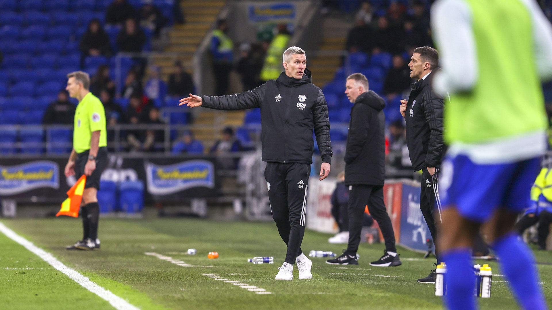 Steve Morison on the touchline at CCS...