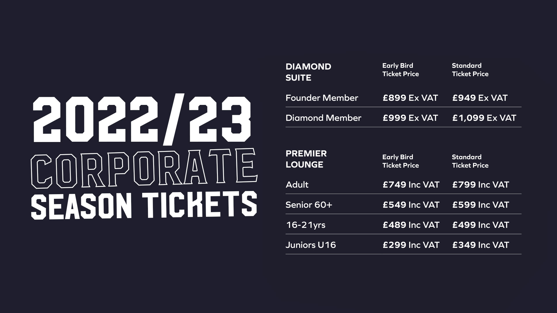 Season Tickets are on sale from 10am on Friday, April 22nd, 2022...