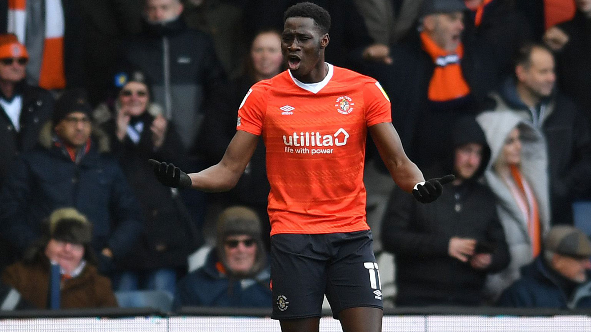 Luton Town forward Elijah Adebayo...