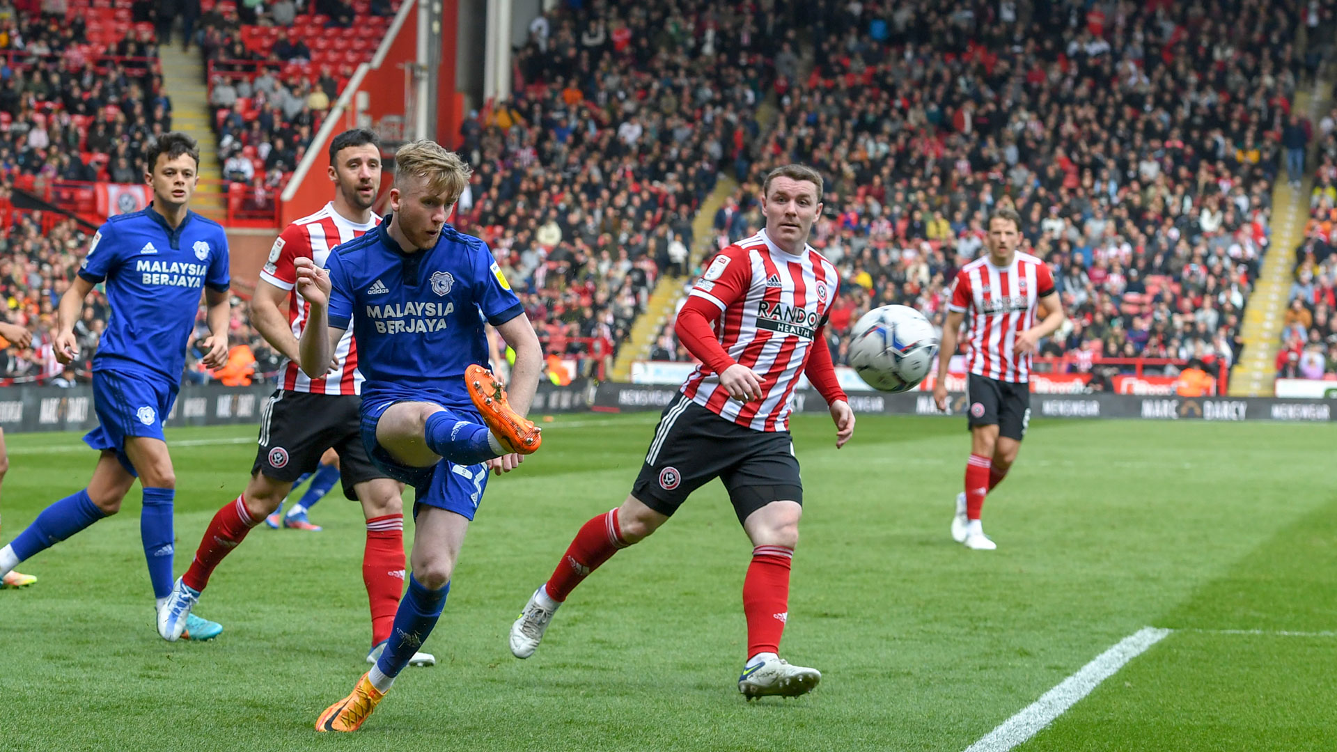 Tommy Doyle in action at Bramall Lane...