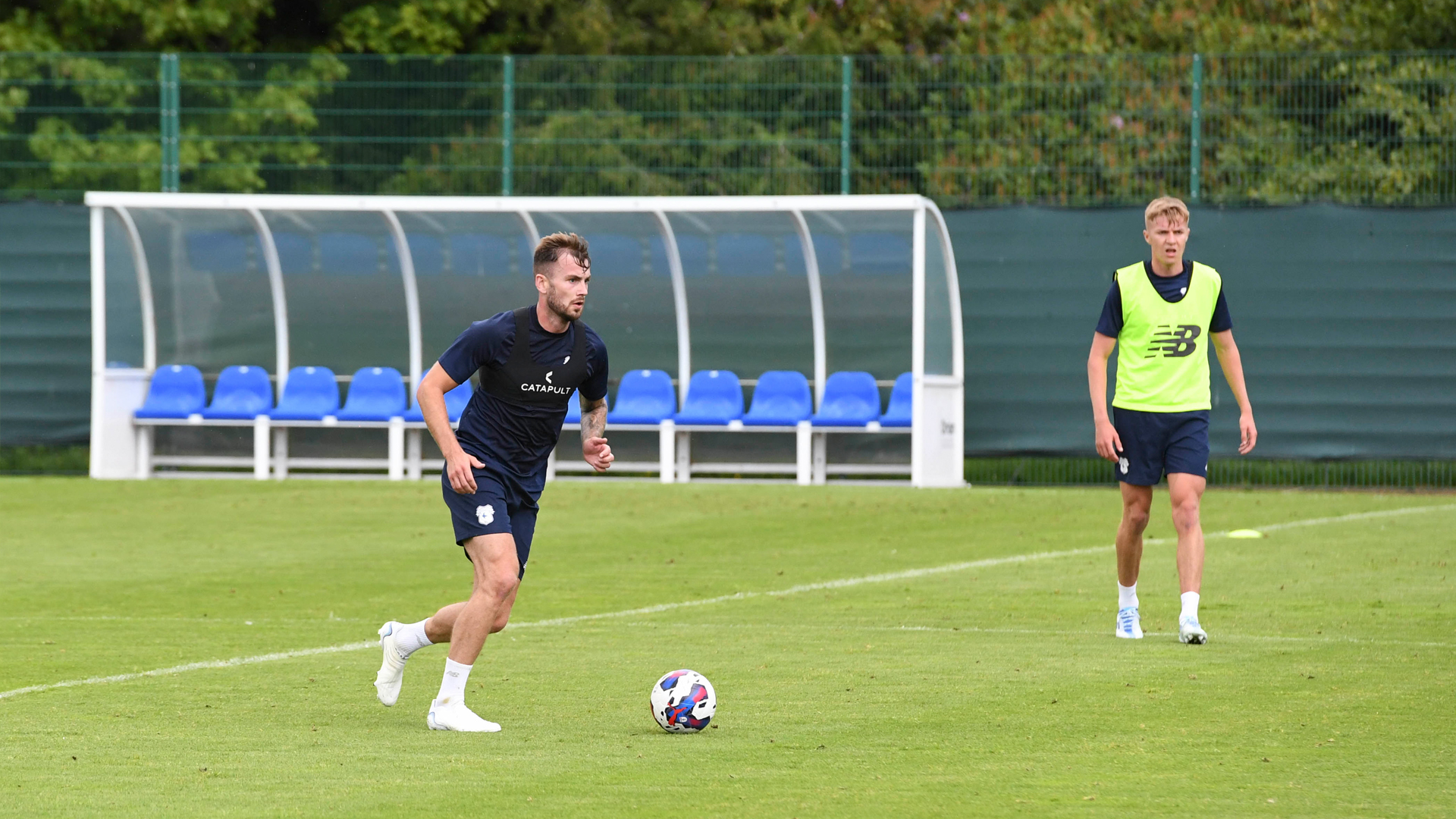 Joe Ralls and Joel Bagan training pre-season.