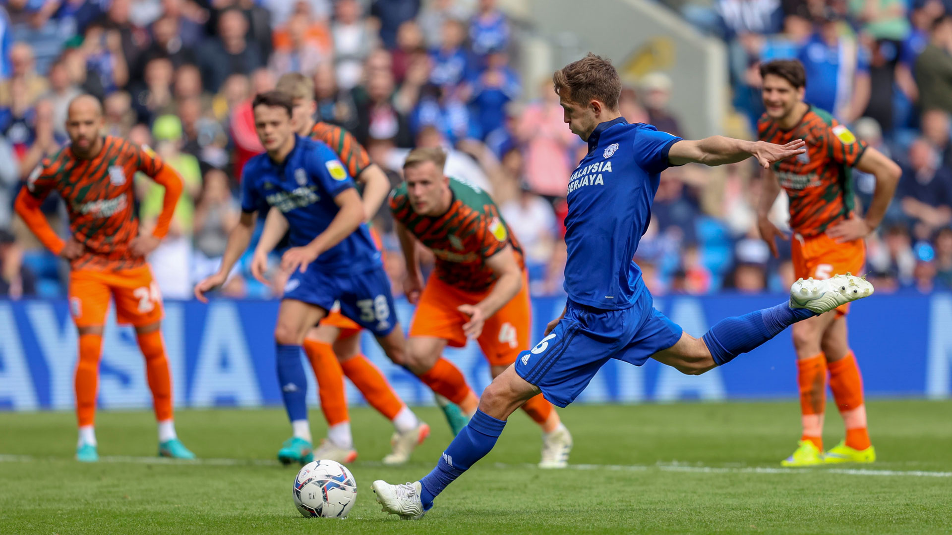 Will Vaulks fires home a penalty for the Bluebirds at CCS...