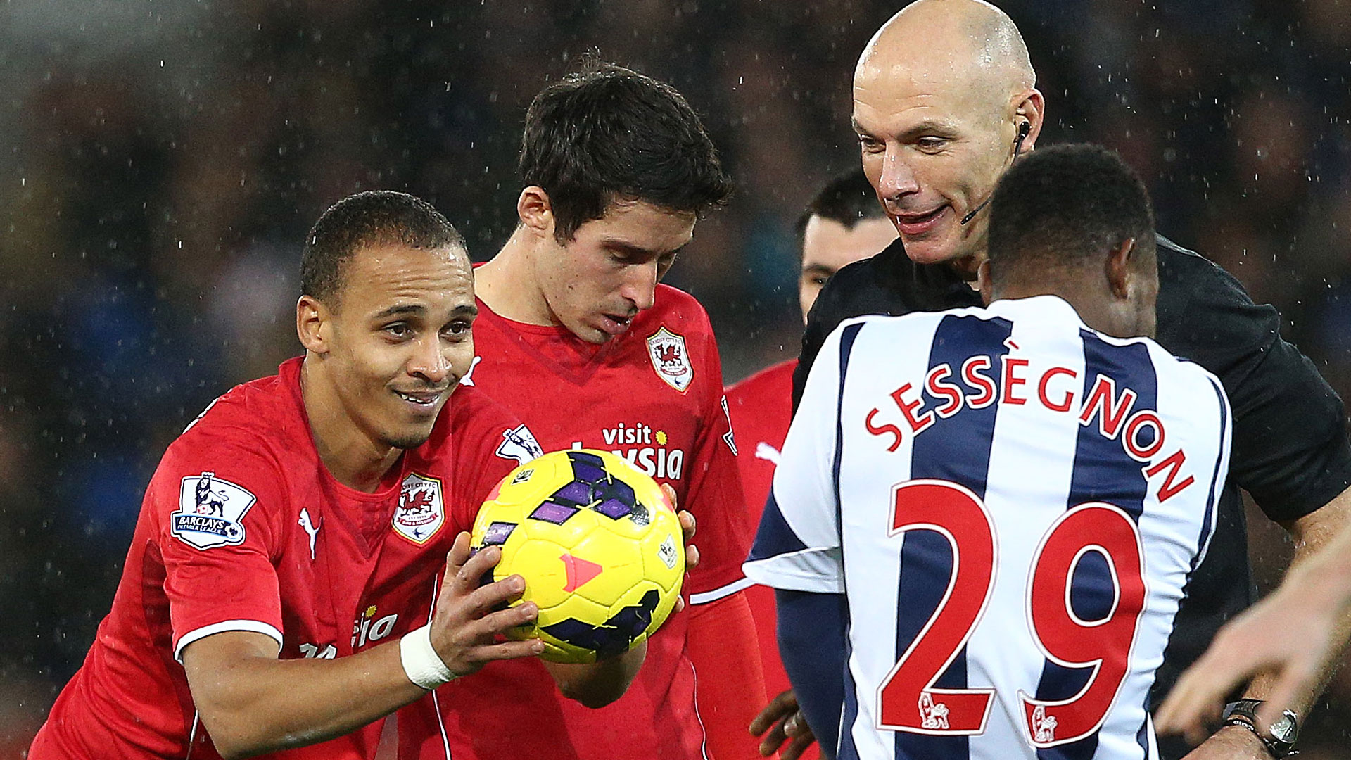 Peter Whittingham and Peter Odemwingie get ready to take a free-kick...