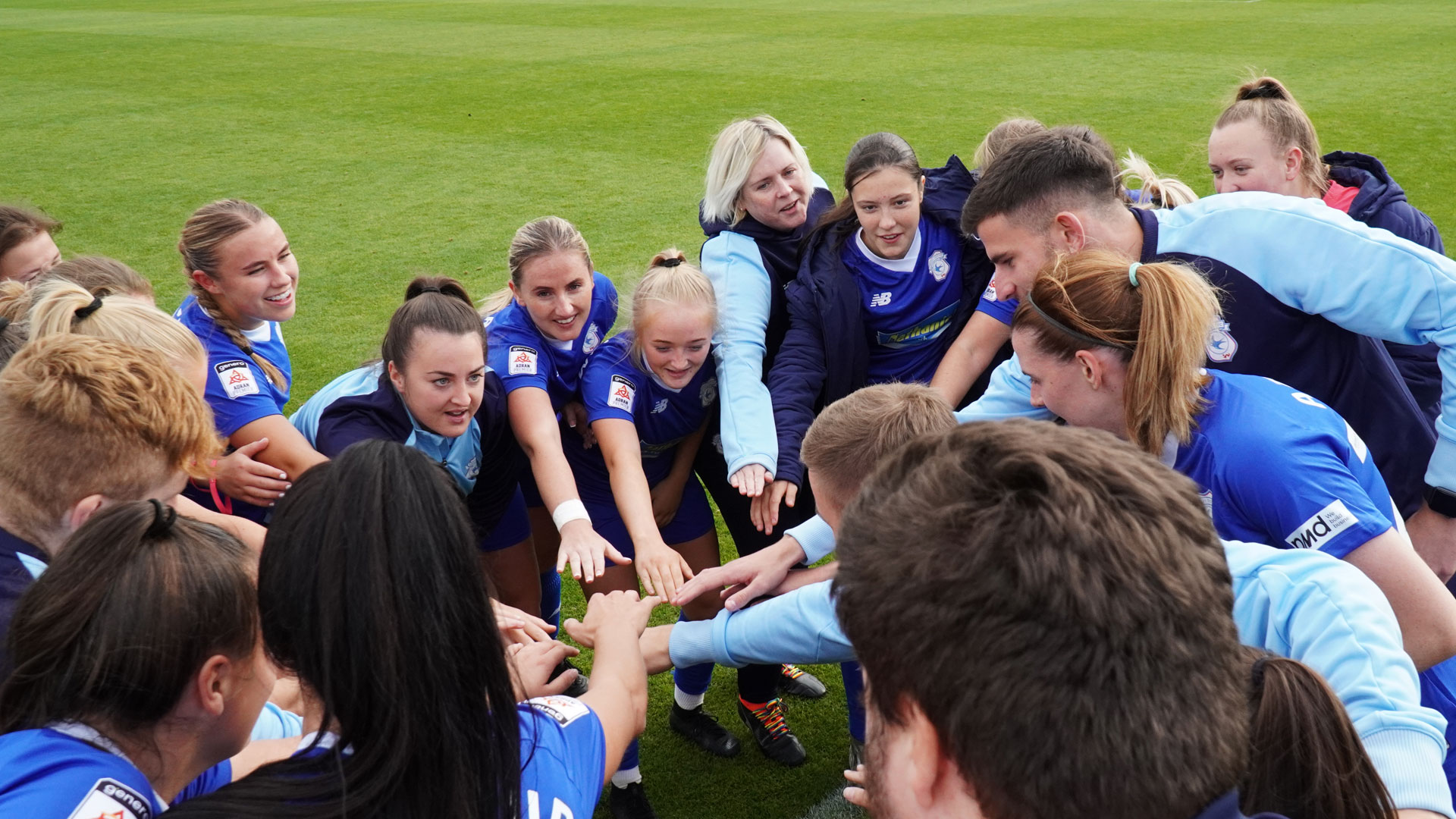 The Bluebirds celebrate their South Wales derby win...