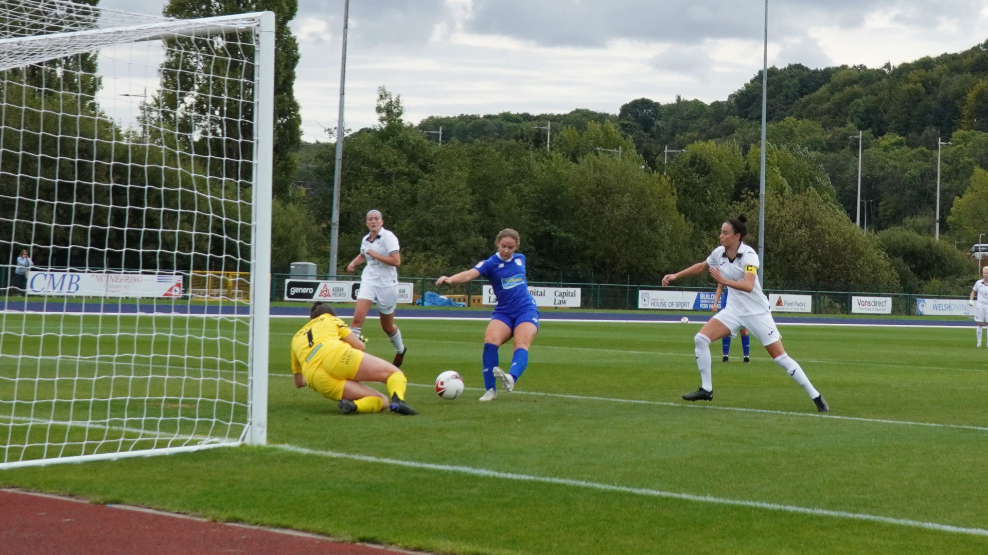 Phoebie Poole nets her second of the afternoon against Swansea City...