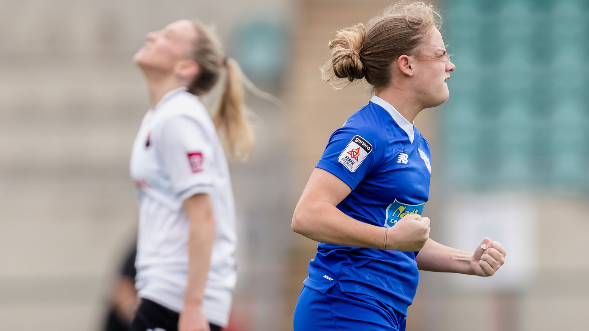 Phoebie Poole celebrates her goal against Pontypridd United...