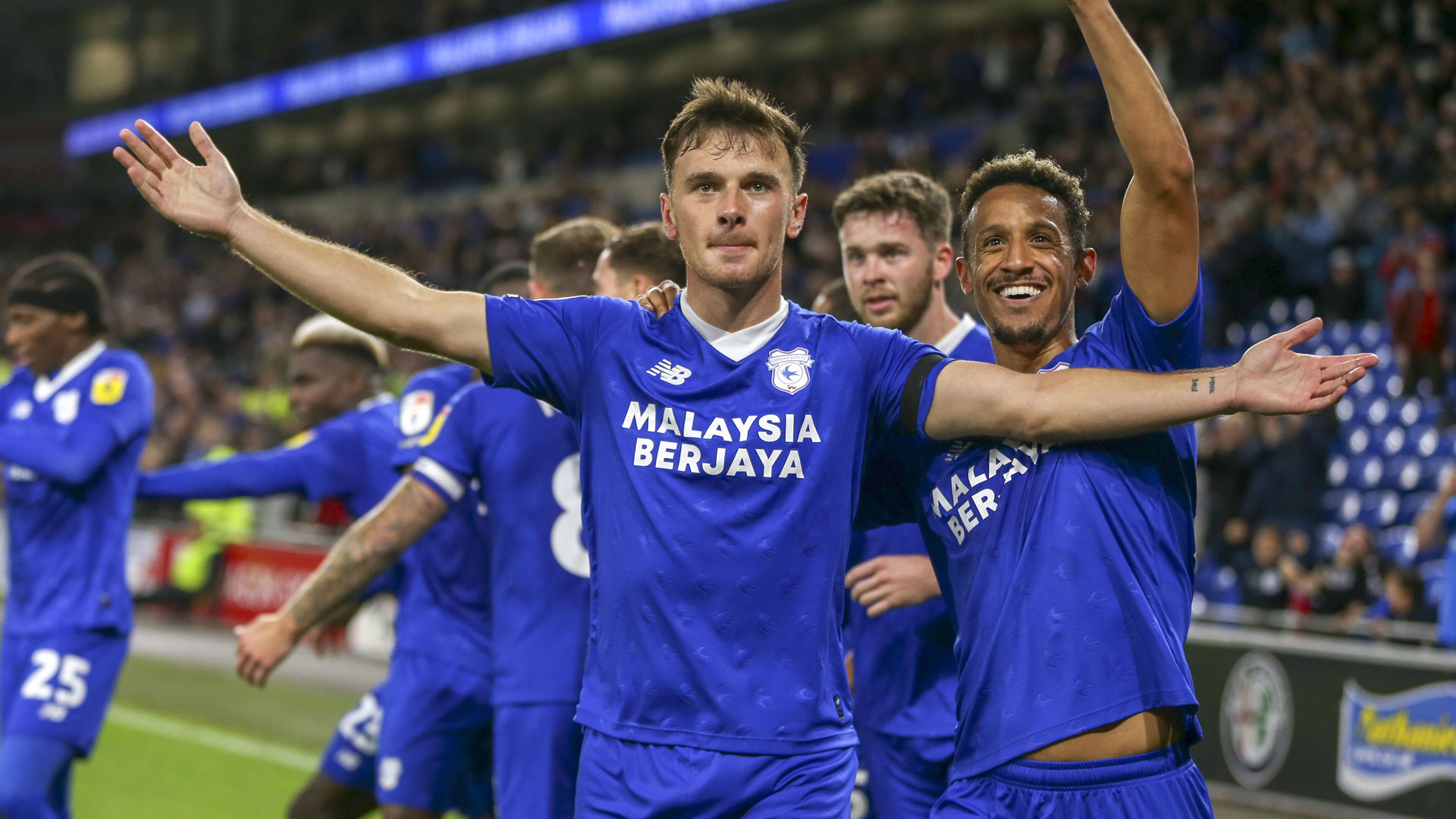 Mark Harris celebrates his winner against Blackburn Rovers...