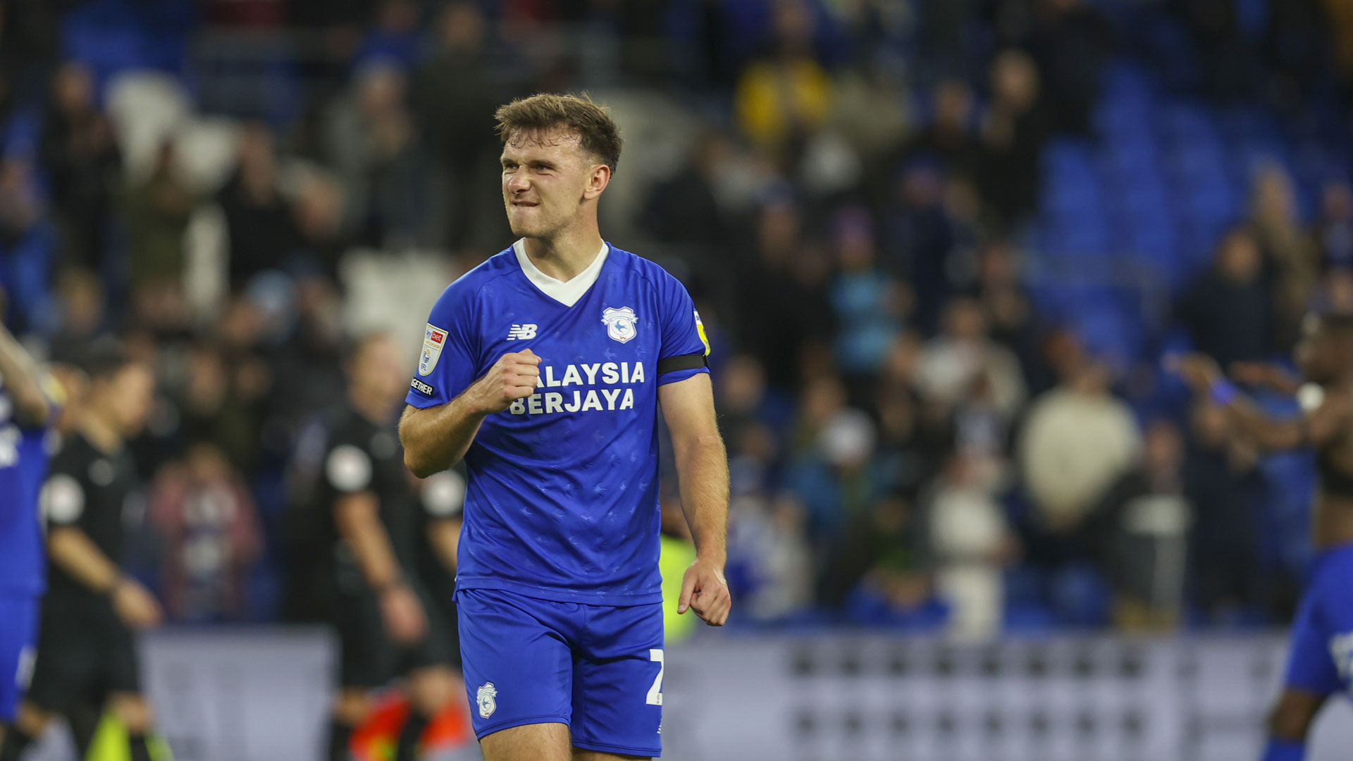 Mark Harris celebrates his winner against Blackburn Rovers...