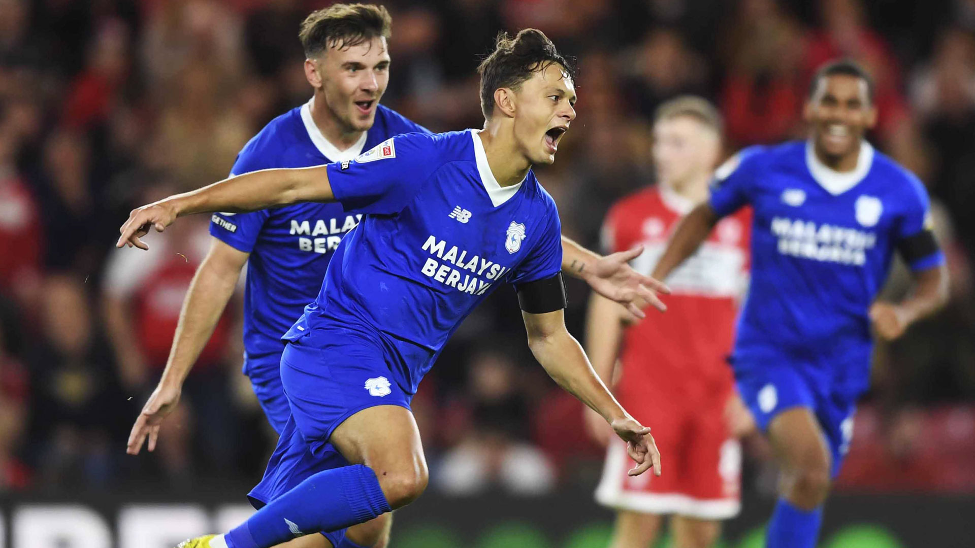 Perry Ng celebrates his goal against Middlesbrough...