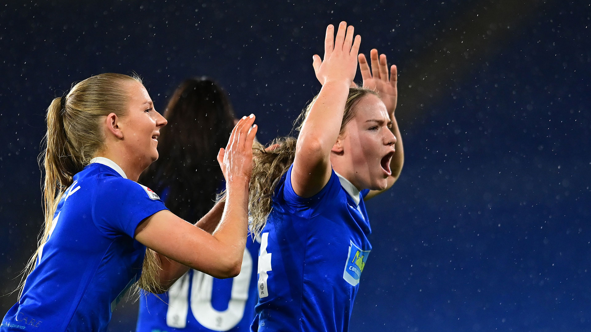 Rhianne Oakley of Cardiff City Women FC celebrates scoring the