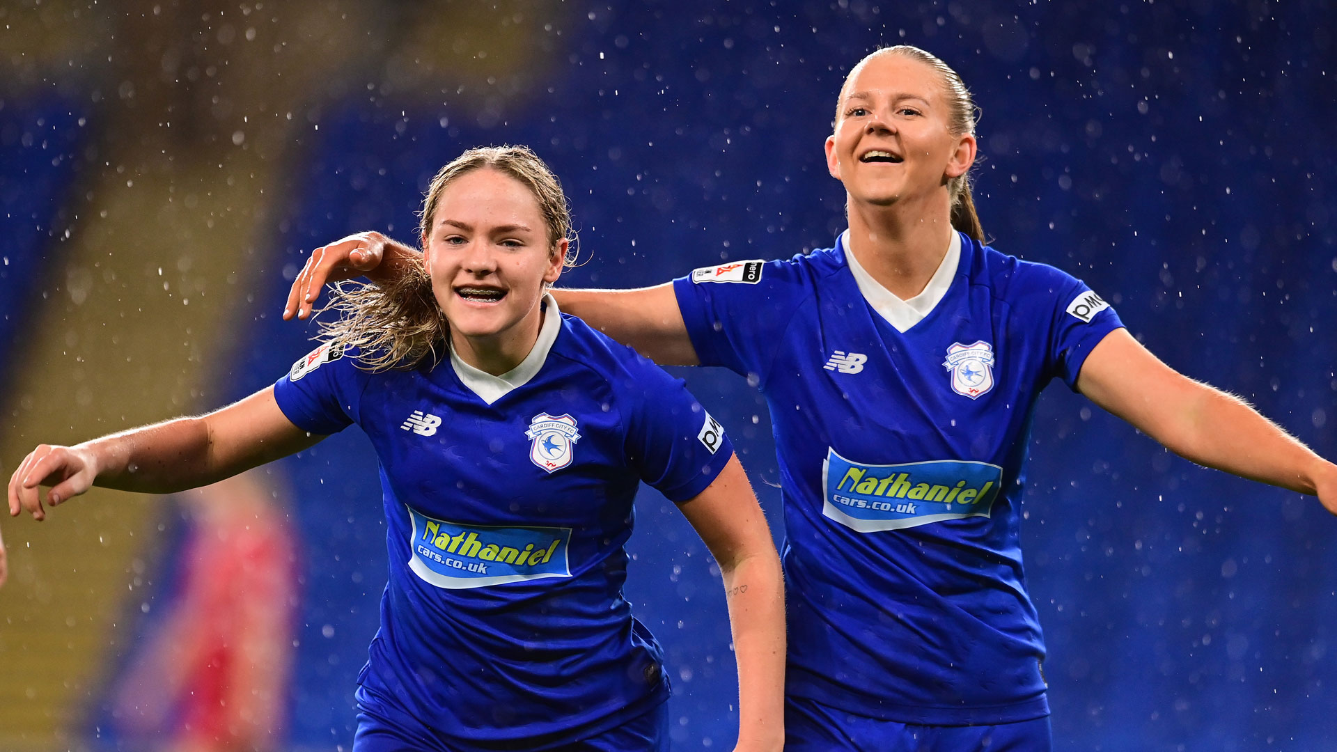 Rhianne Oakley of Cardiff City Women FC celebrates scoring the