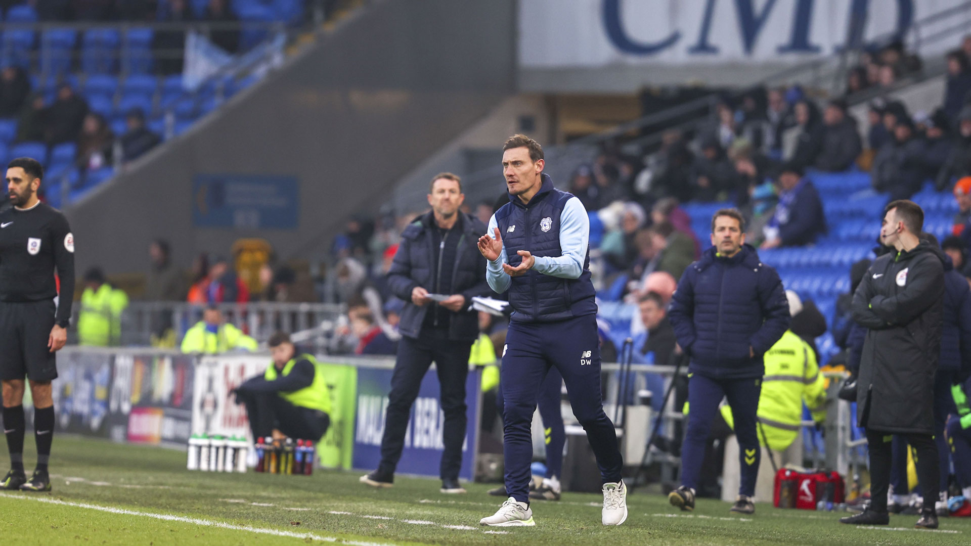 Dean Whitehead on the touchline at CCS...