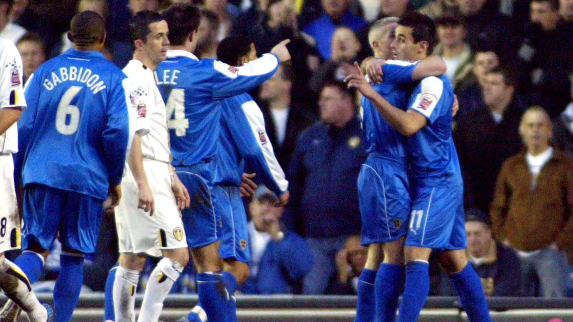 Peter Thorne celebrates scoring against Leeds United...