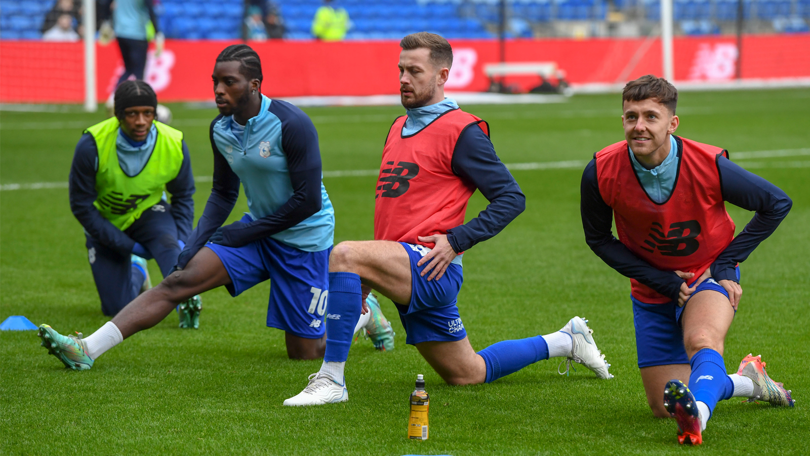 Cardiff City players warm up