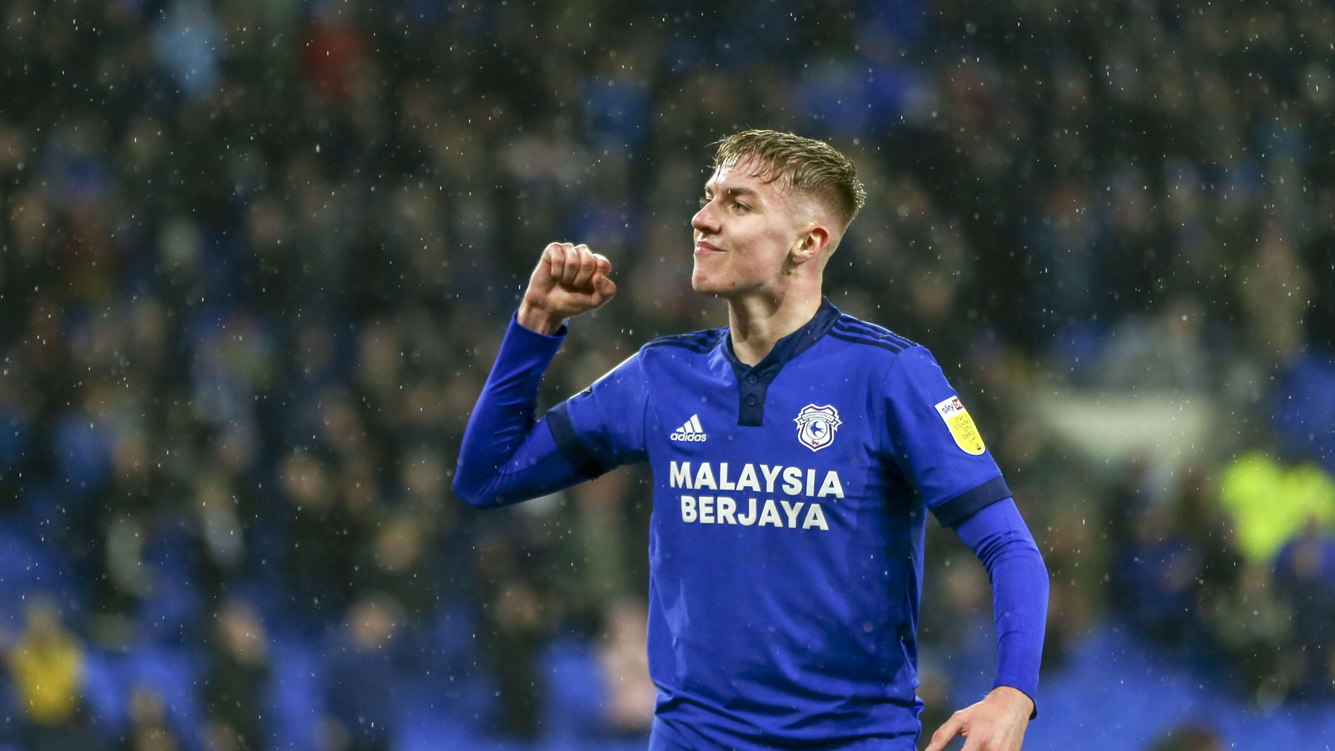 Joel Bagan celebrates his goal against Coventry City...