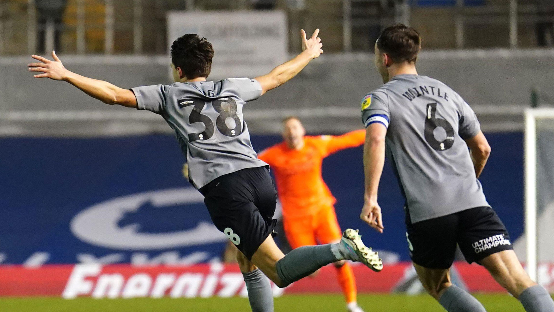 Perry Ng celebrates his goal at Birmingham City...