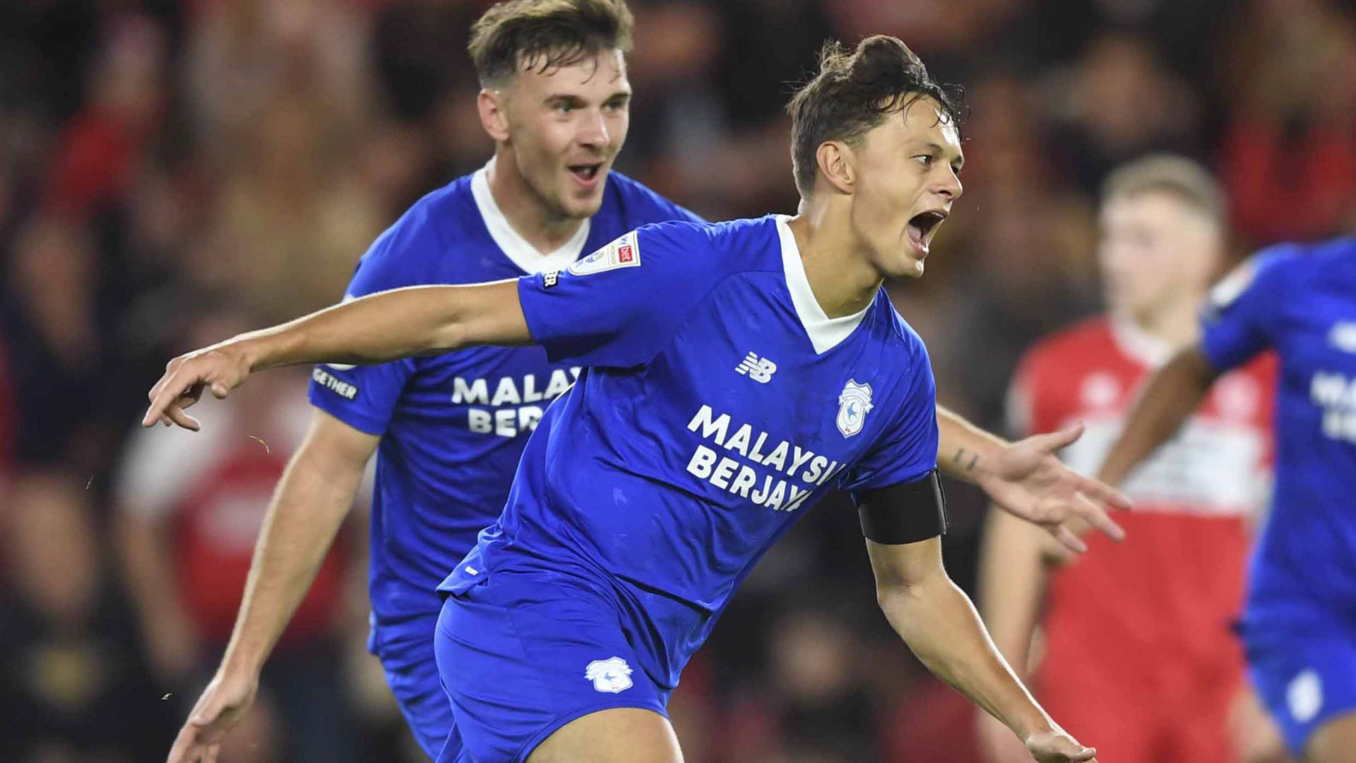 Perry Ng celebrates his goal at Middlesbrough...