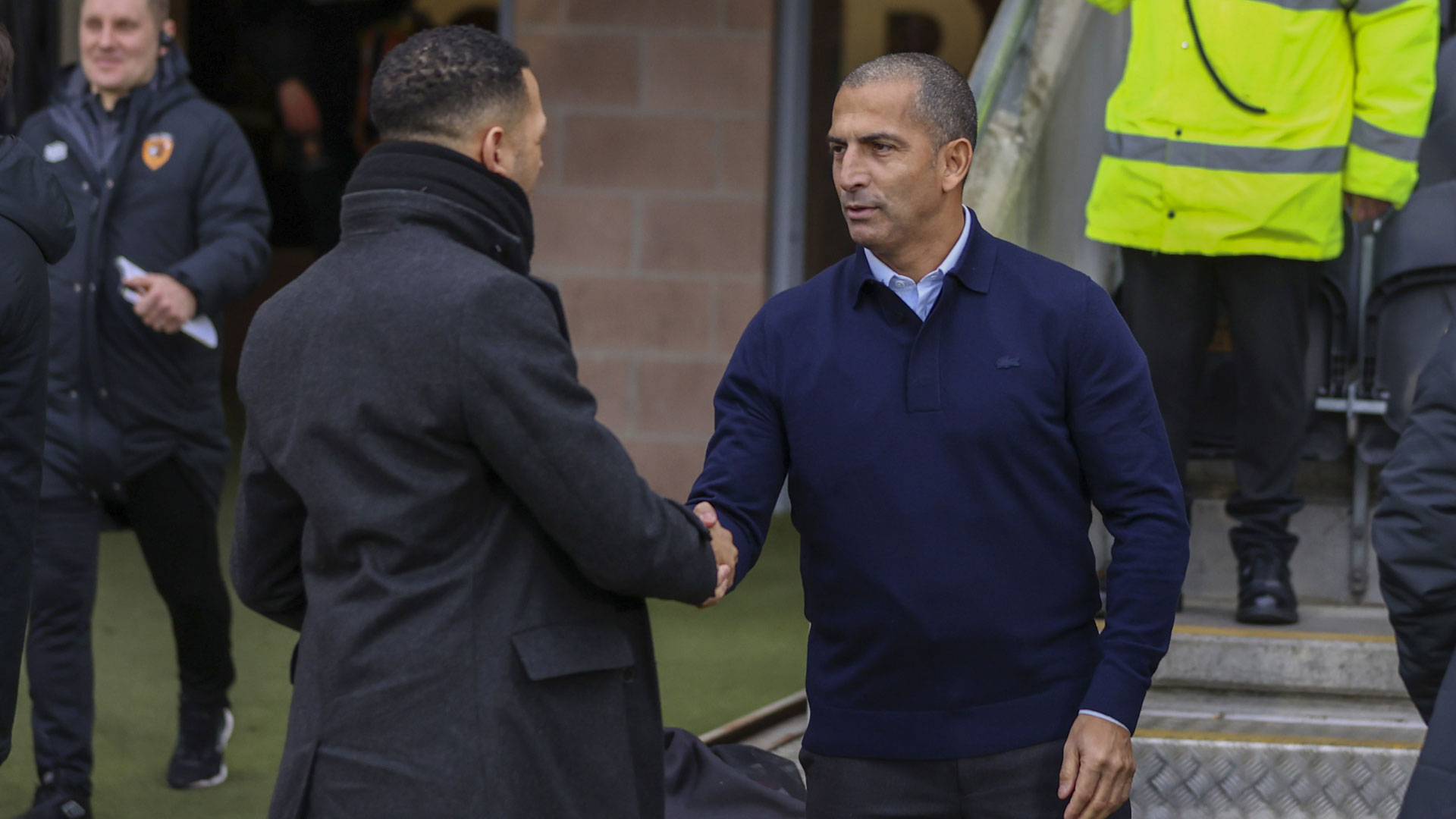 Sabri Lamouchi and Hull City boss Liam Rosenior...