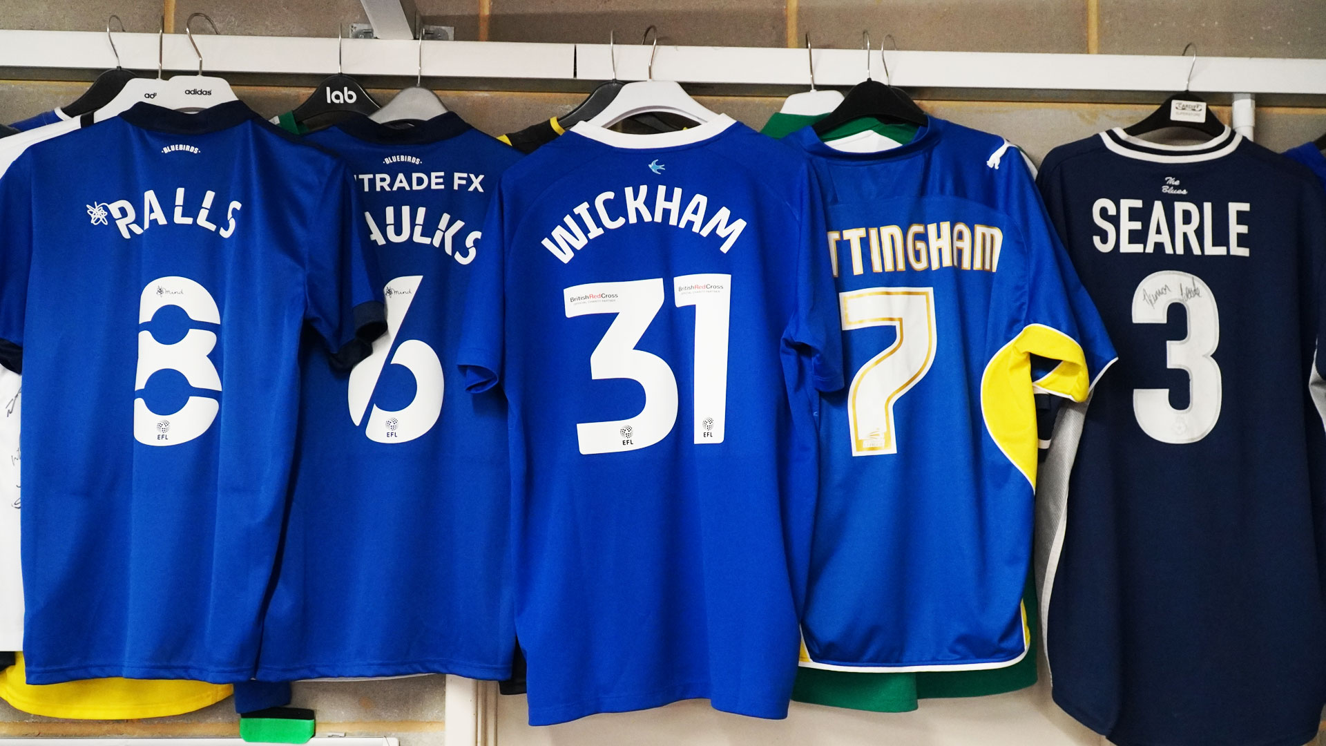 Connor Wickham's shirt hangs up in the Laundry Room at CCS...