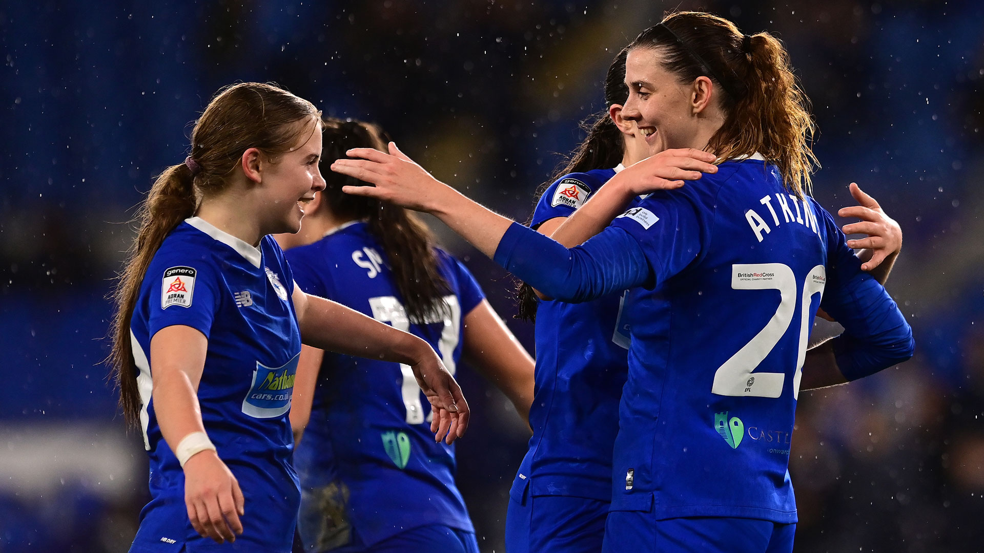 Rhianne Oakley of Cardiff City Women FC celebrates scoring the