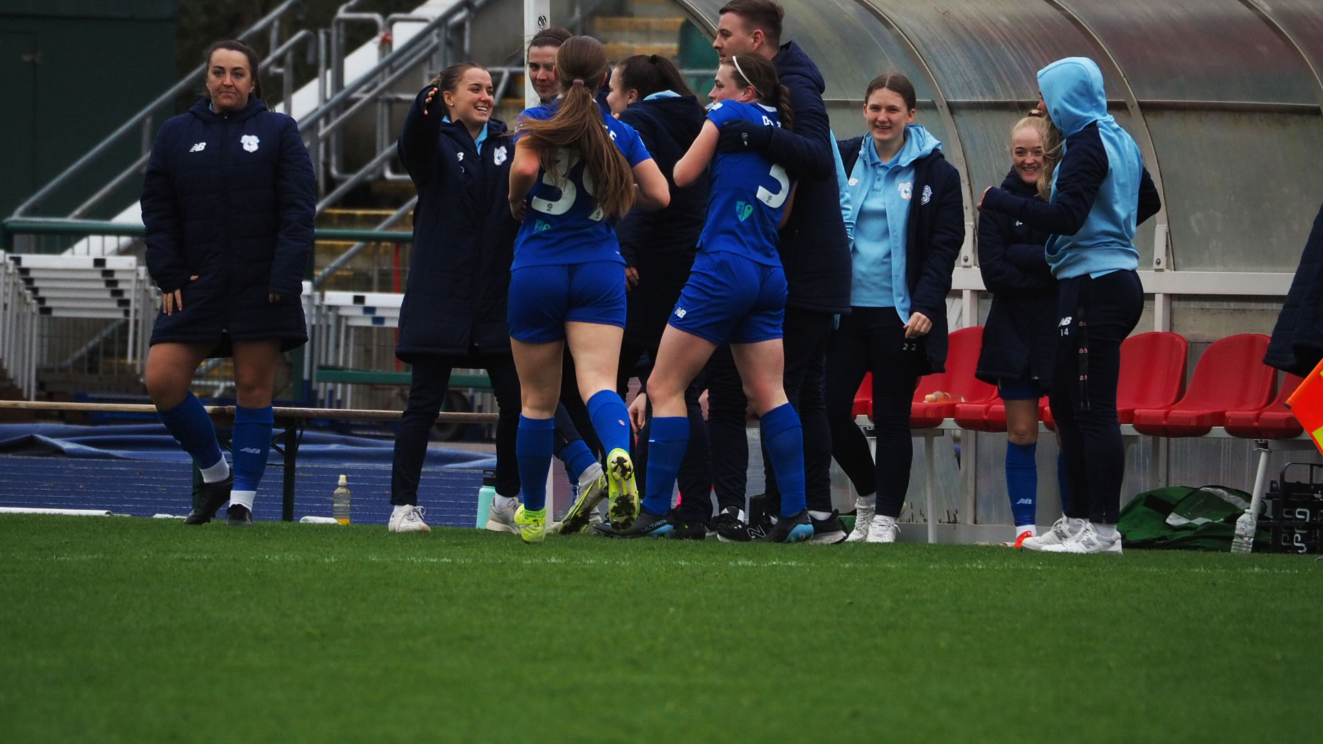 Ffion Price celebrates her goal against TNS...