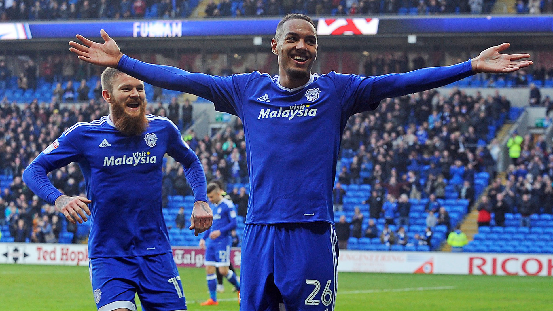 Kenneth Zohore celebrates his goal against Rotherham United...