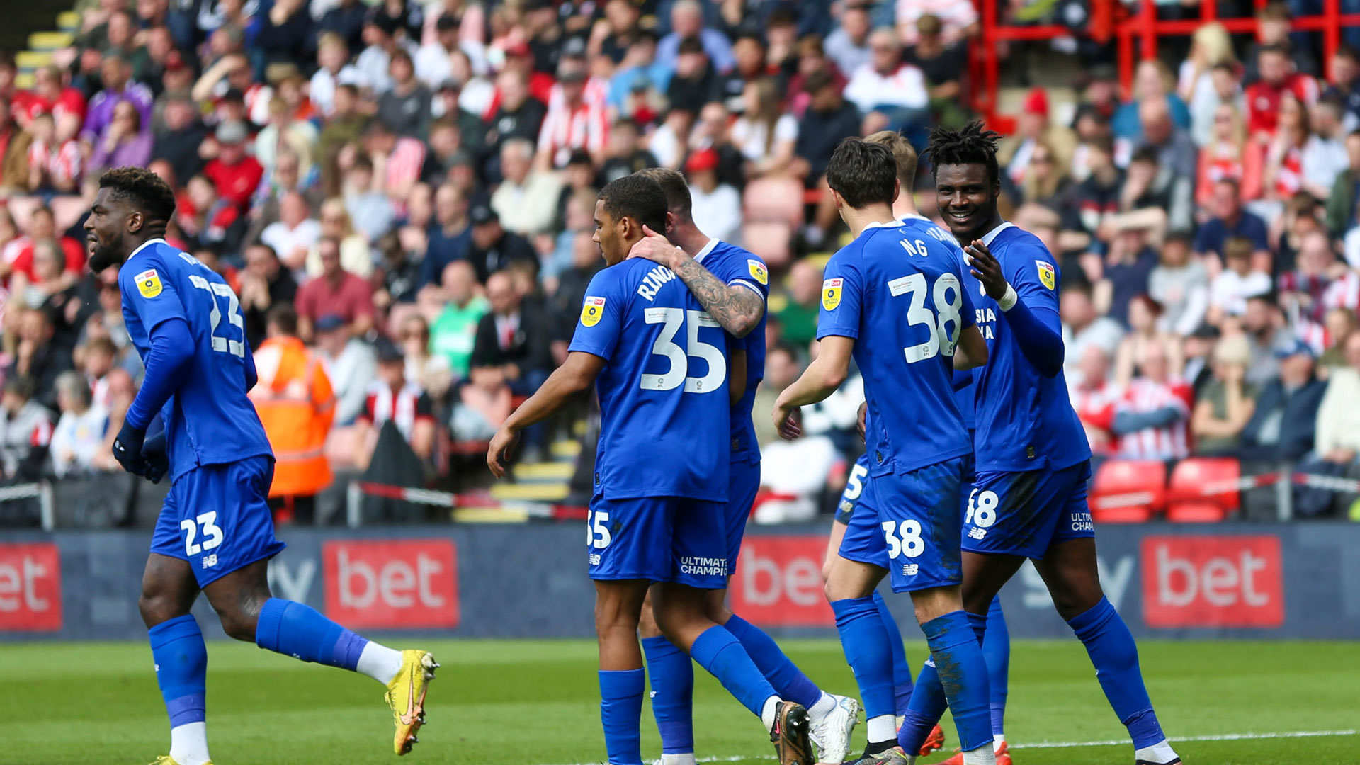 Sory Kaba celebrates at Sheffield United...