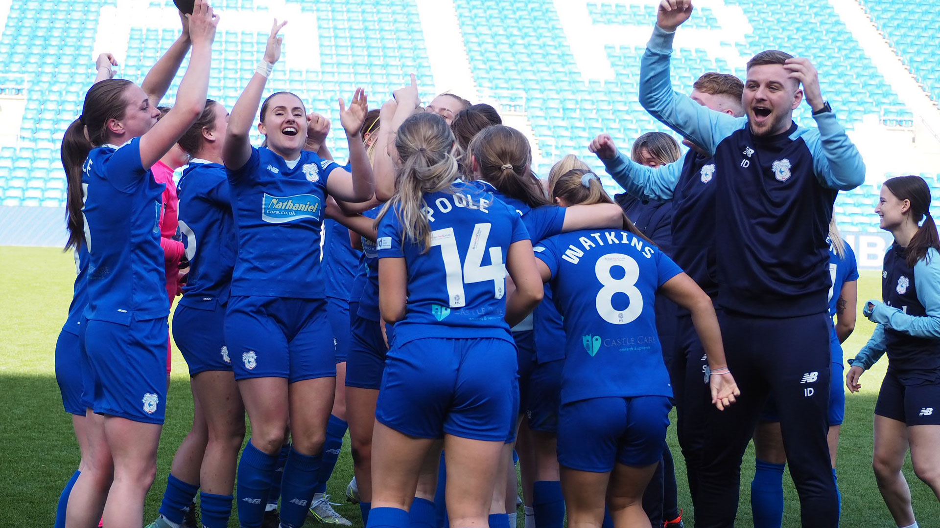 Rhianne Oakley of Cardiff City Women FC celebrates scoring the