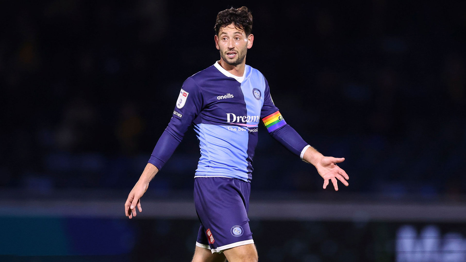 Joe Jacobson in action for Wycombe Wanderers...