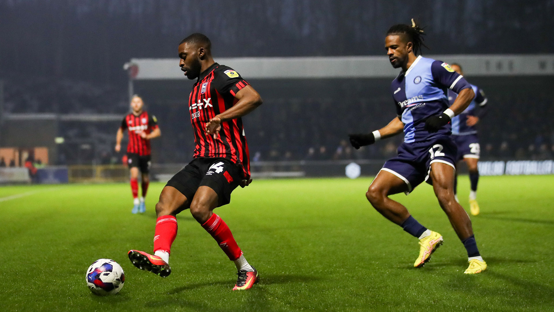 Kane Vincent-Young in action against Wycombe Wanderers last season...