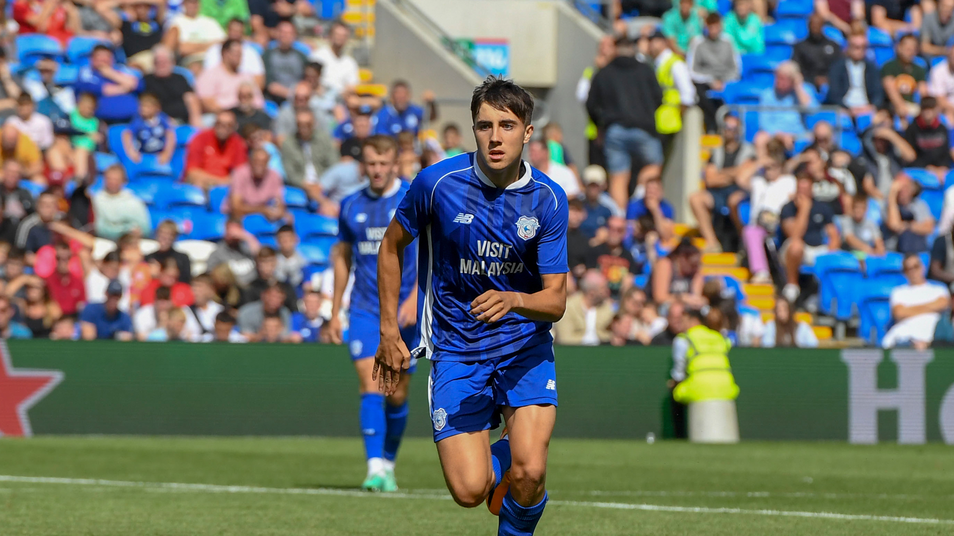 Barry, UK. 14th July, 2023. Kieron Evans of Cardiff City in action