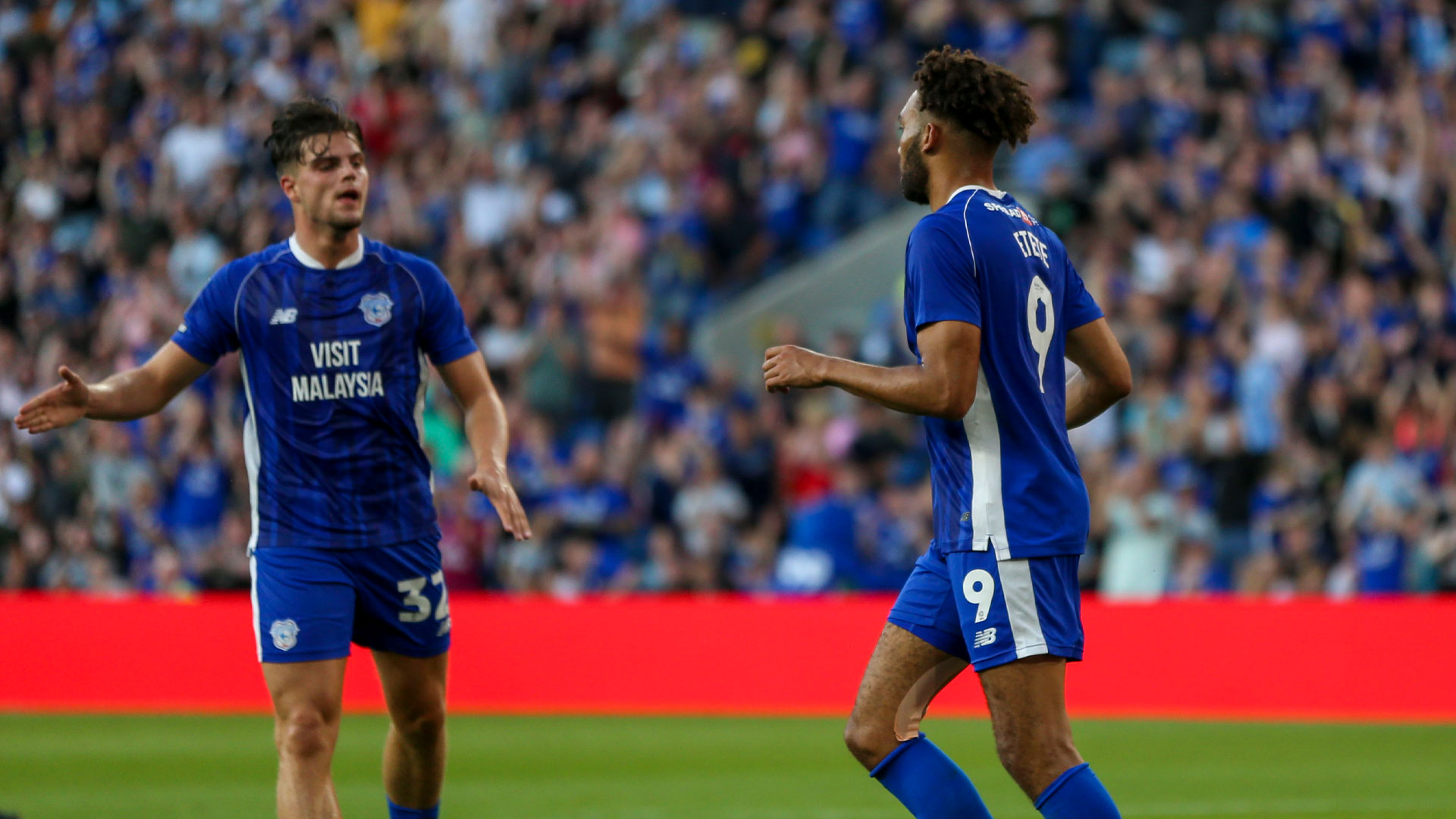 Kion Etete celebrates scoring for Cardiff City