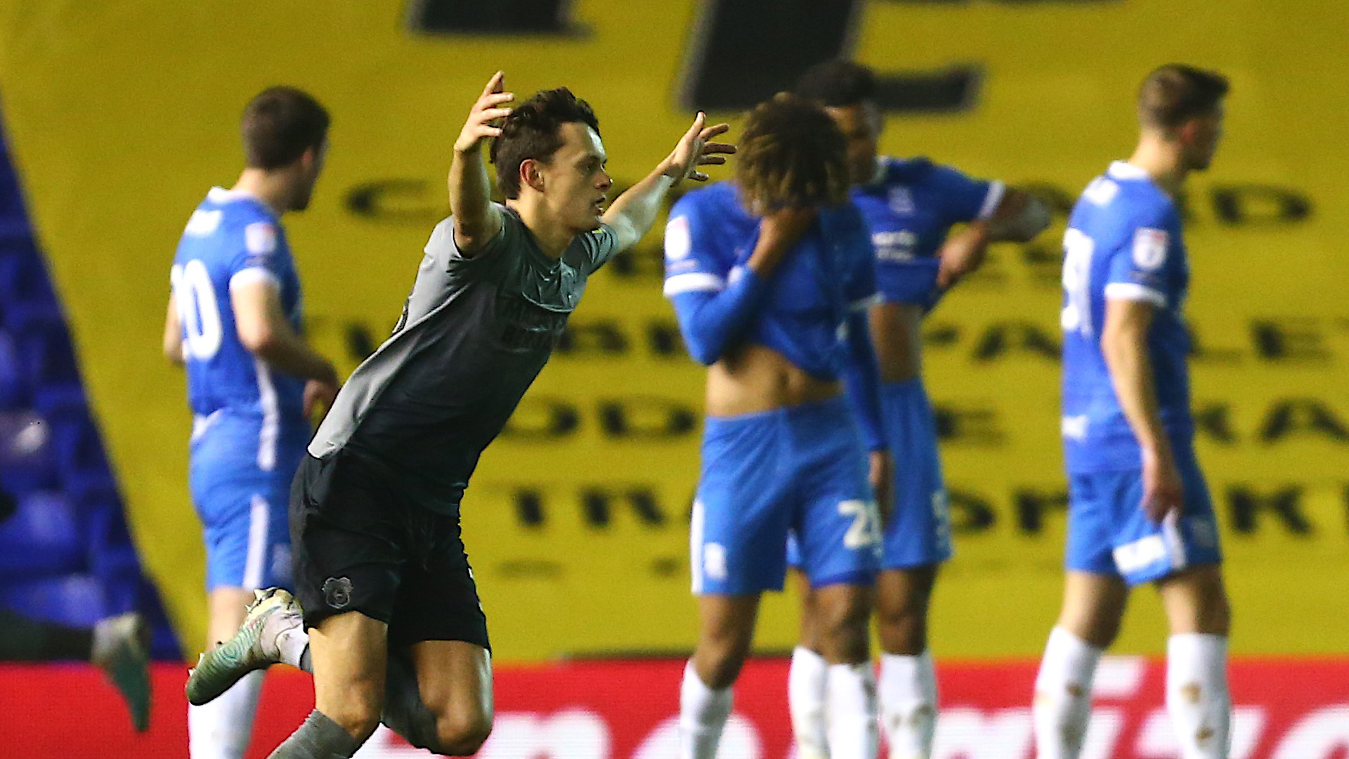 Perry Ng celebrates his stunner against Birmingham City...