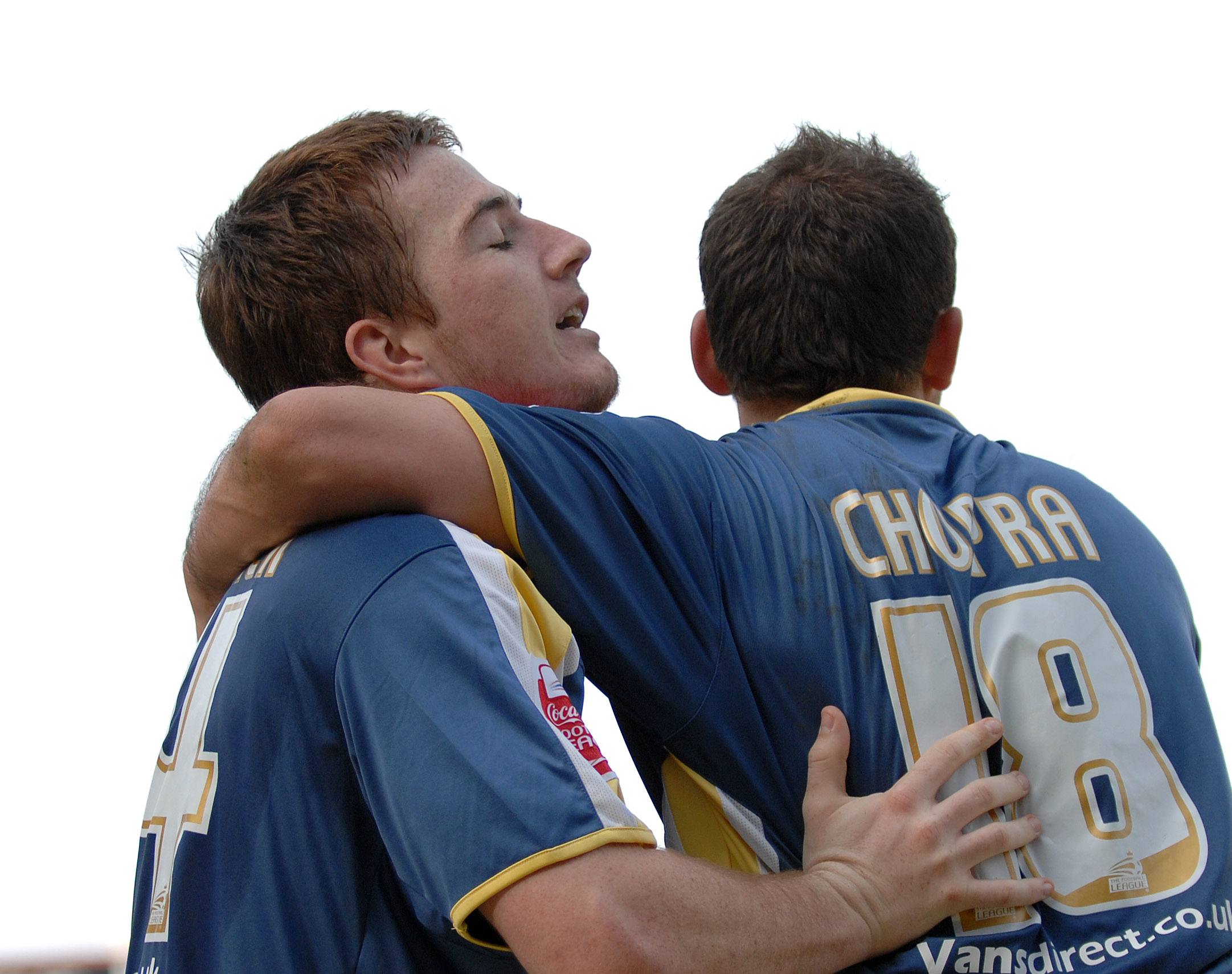 Ross McCormack celebrates with fellow striker Michael Chopra