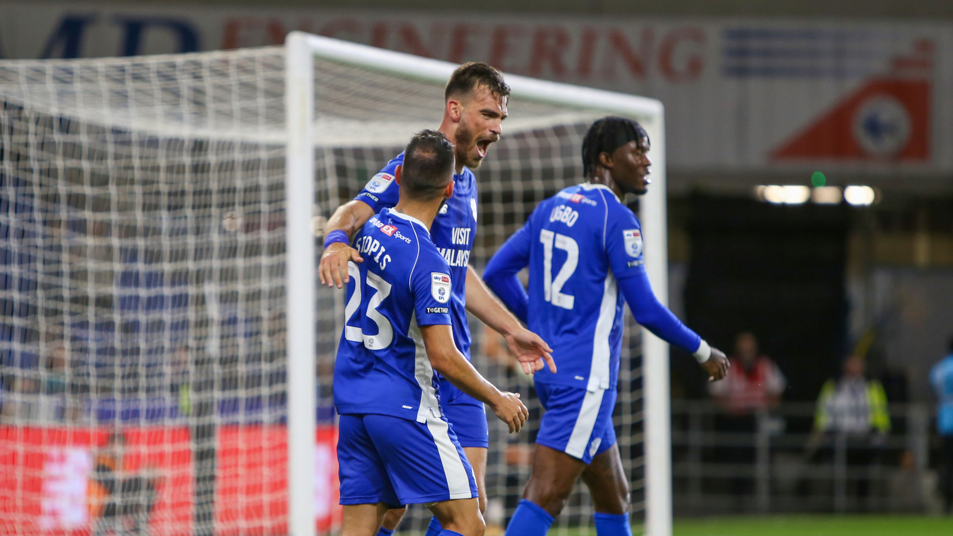 Dimitrios Goutas heads Cardiff City into the lead against Coventry City