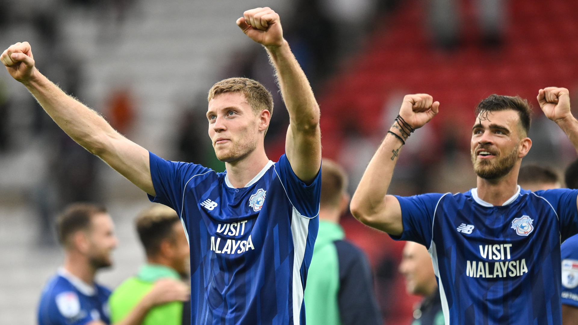 Mark McGuinness celebrates his goal against Sunderland...