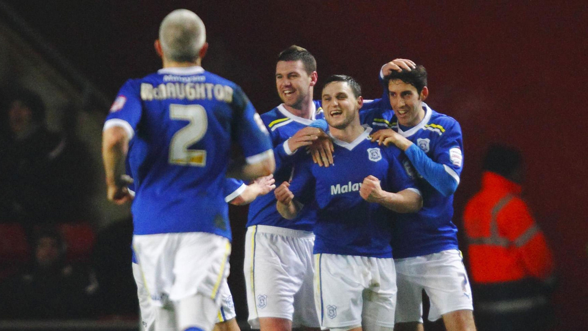 Craig Conway celebrates scoring for Cardiff City