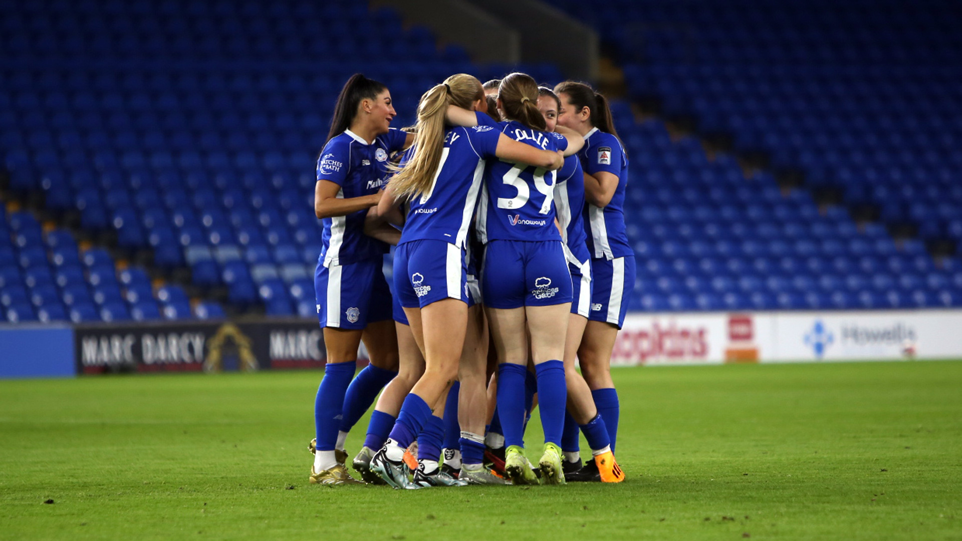 Cardiff City Women celebrate taking the lead against Barry Town United