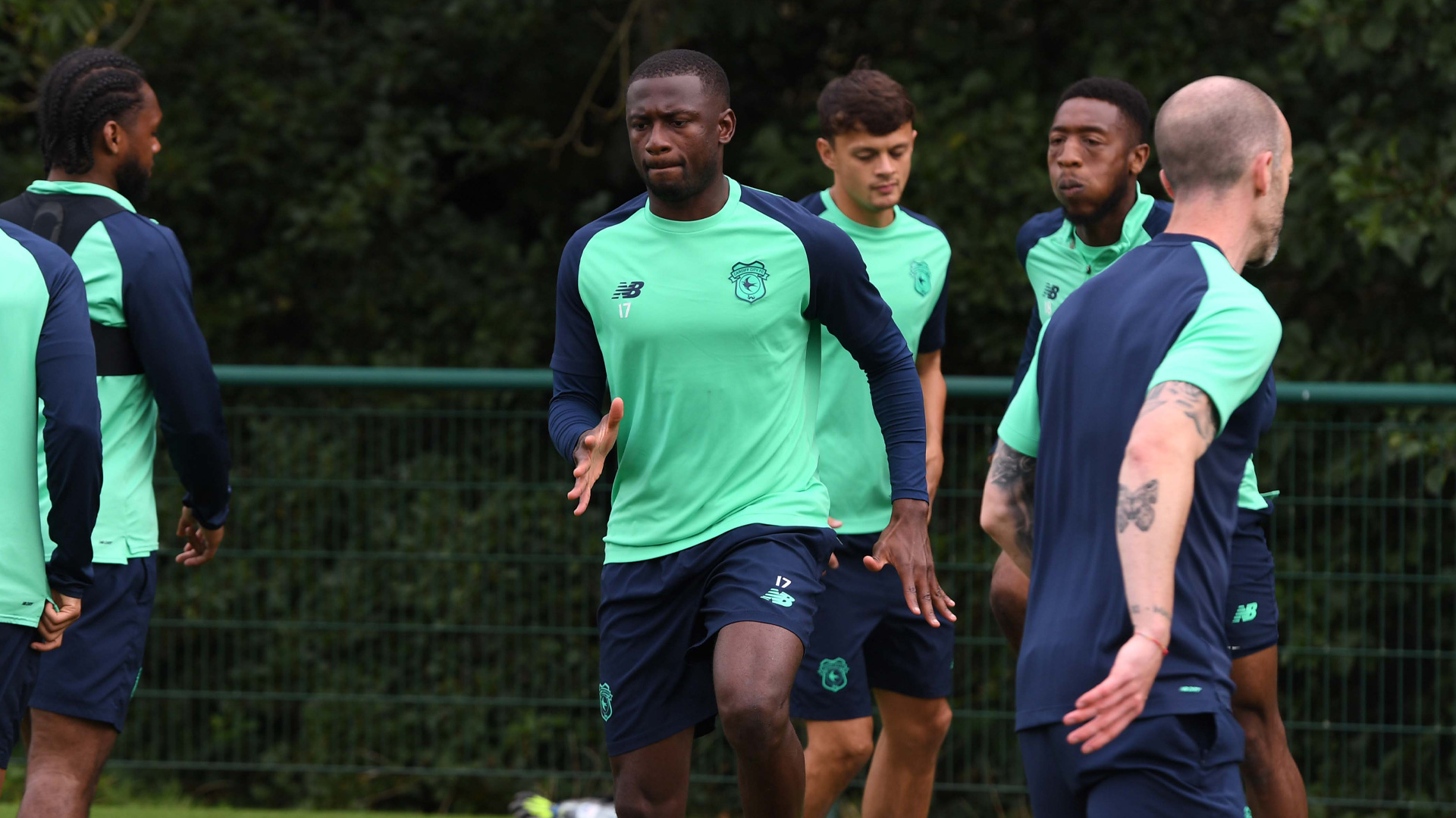 Jamilu Collins in Cardiff City training