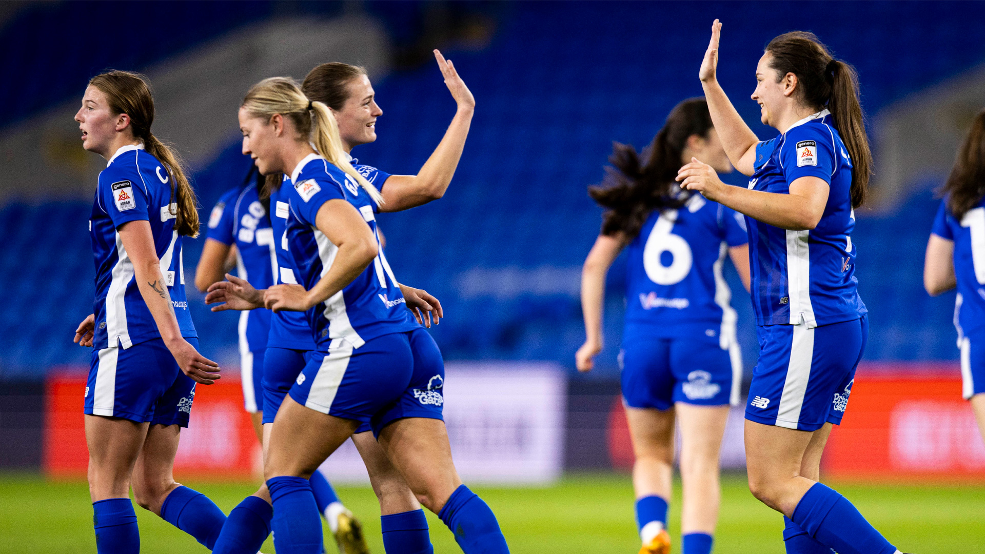 Siobhan Walsh celebrates scoring for Cardiff City Women