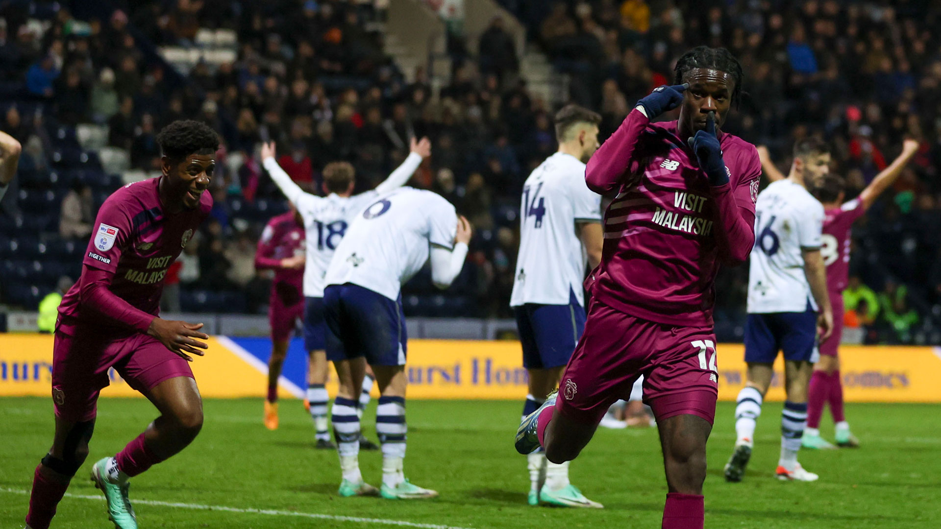 Iké Ugbo celebrates scoring for Cardiff City