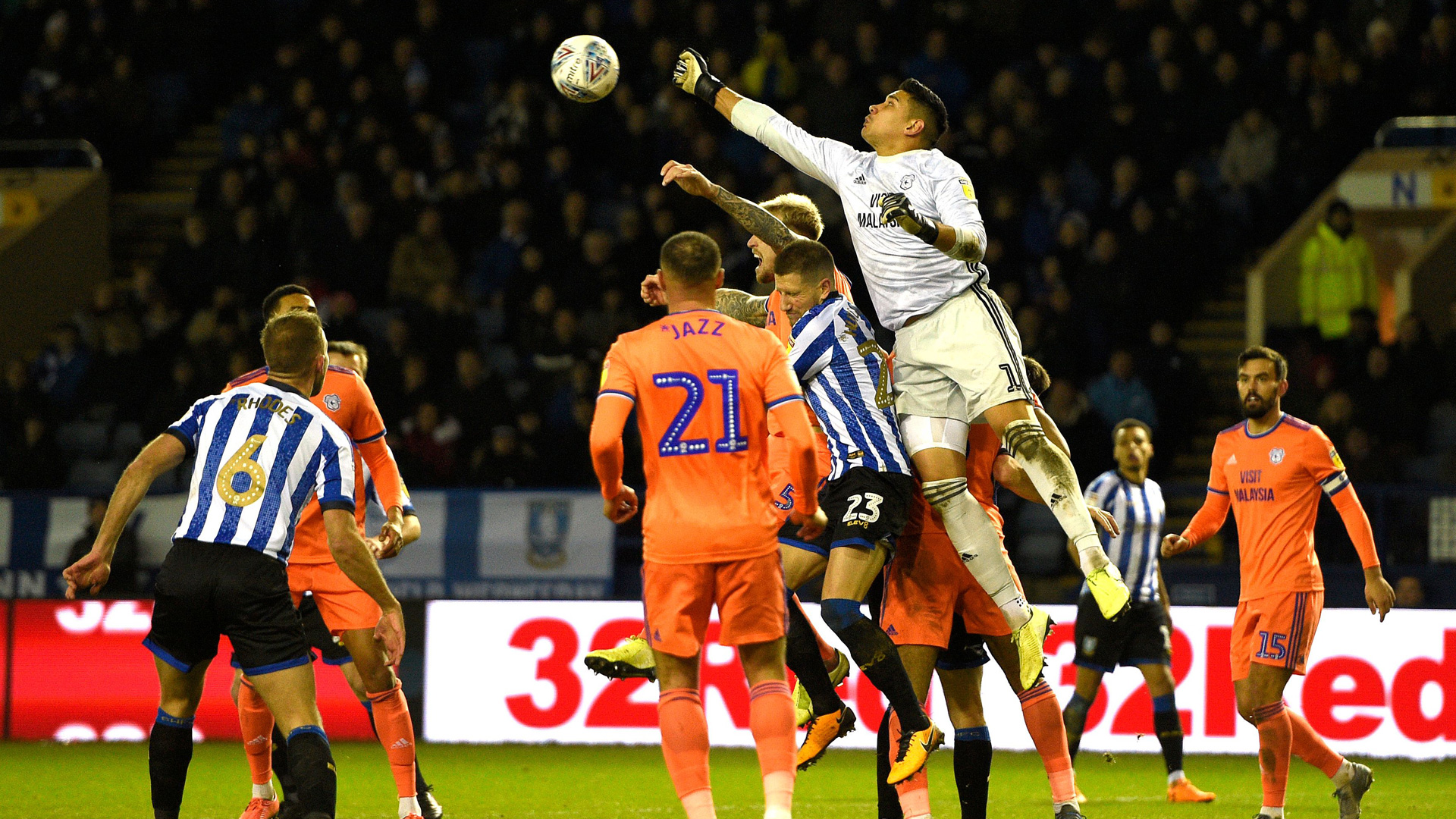 Neil Etheridge makes a smart save for City at Sheffield Wednesday...