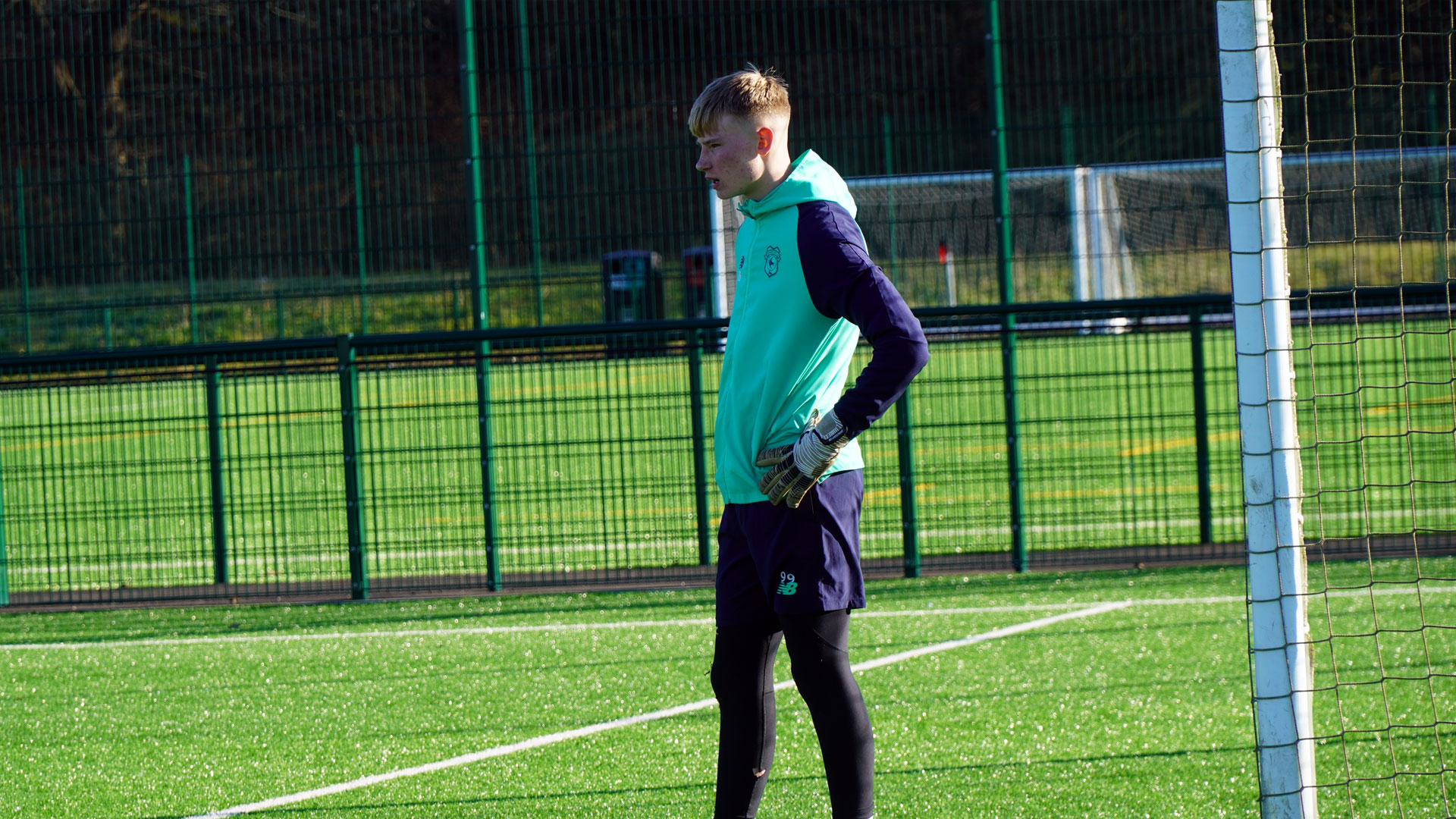 Luke Armstrong in training for Cardiff City U18s