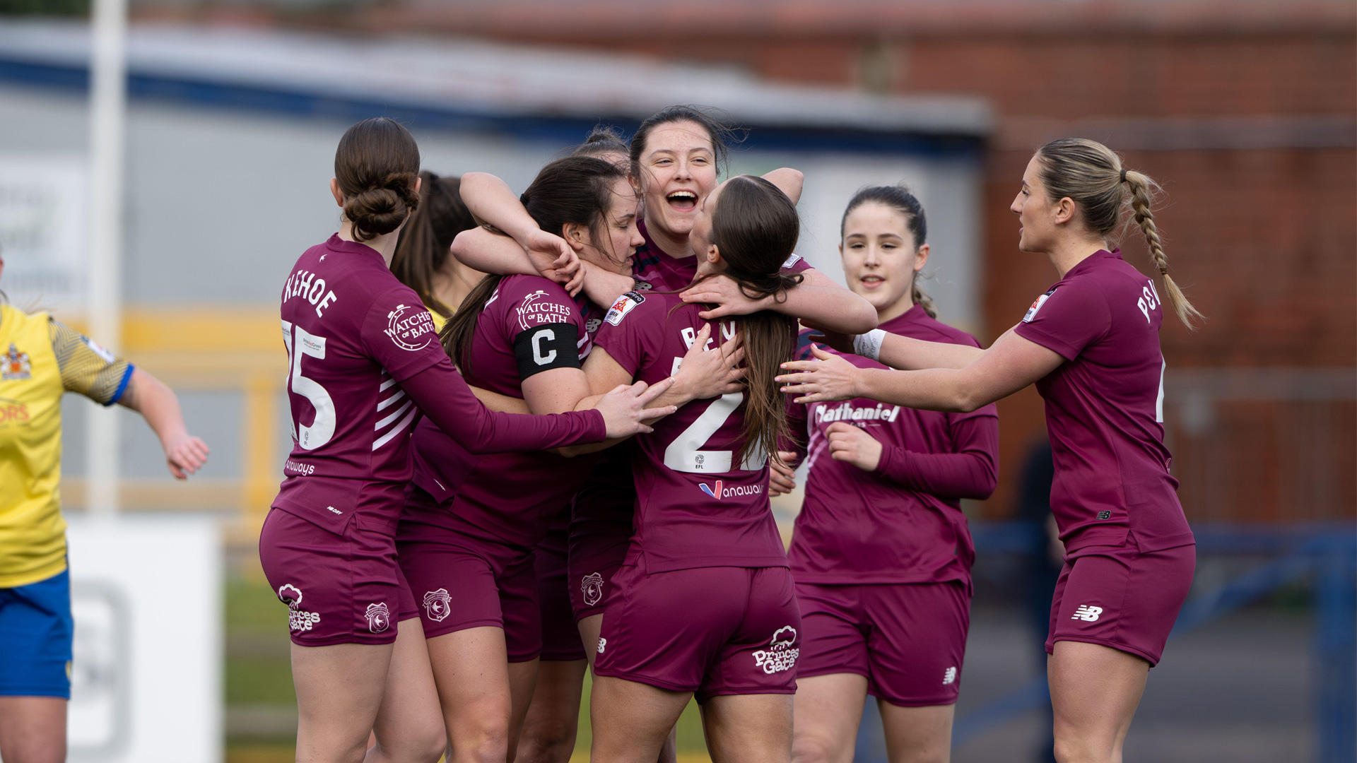 Cardiff City Women celebrate scoring against Barry Town