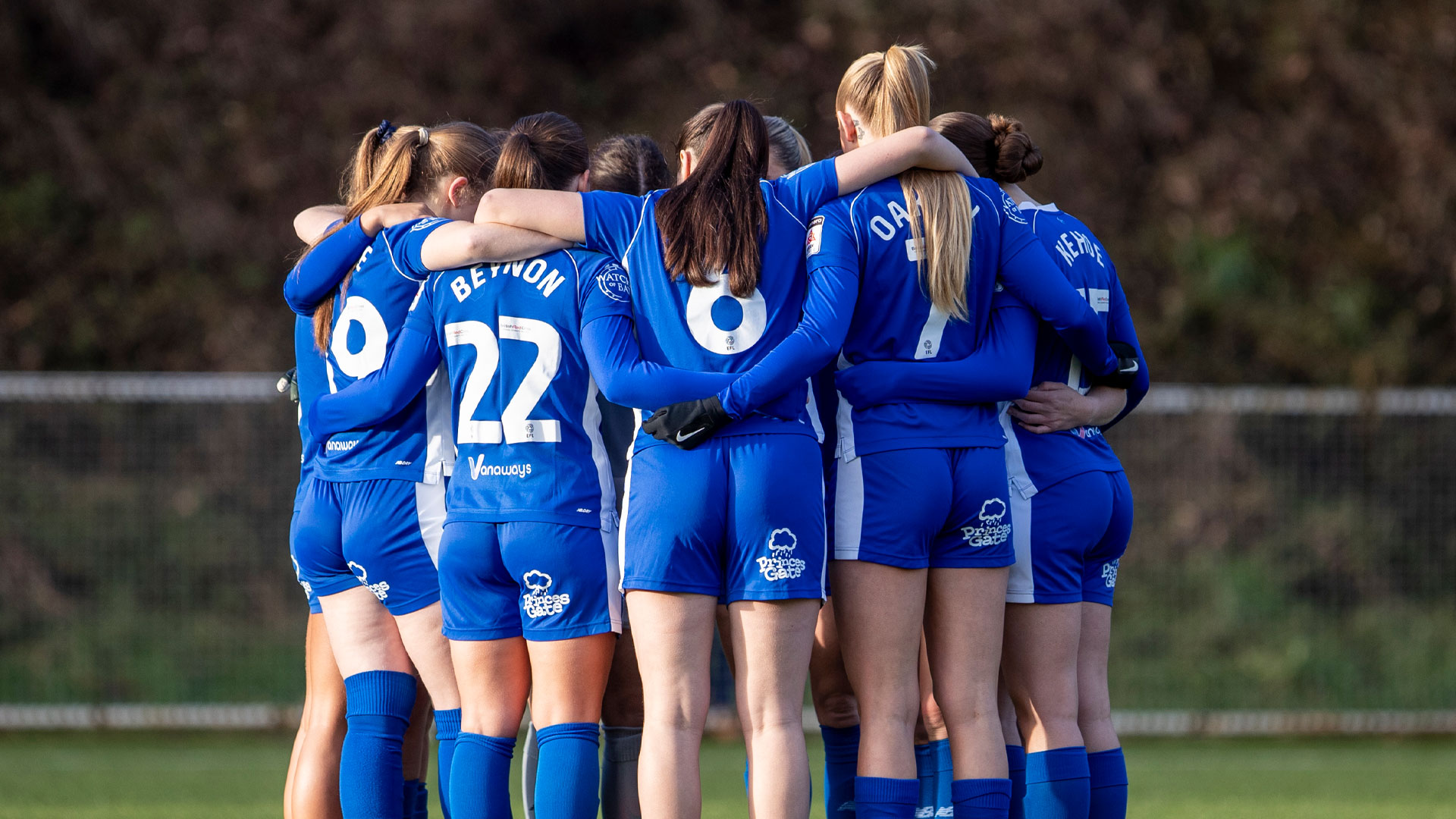 Cardiff City FC Women huddle ahead of kick-off