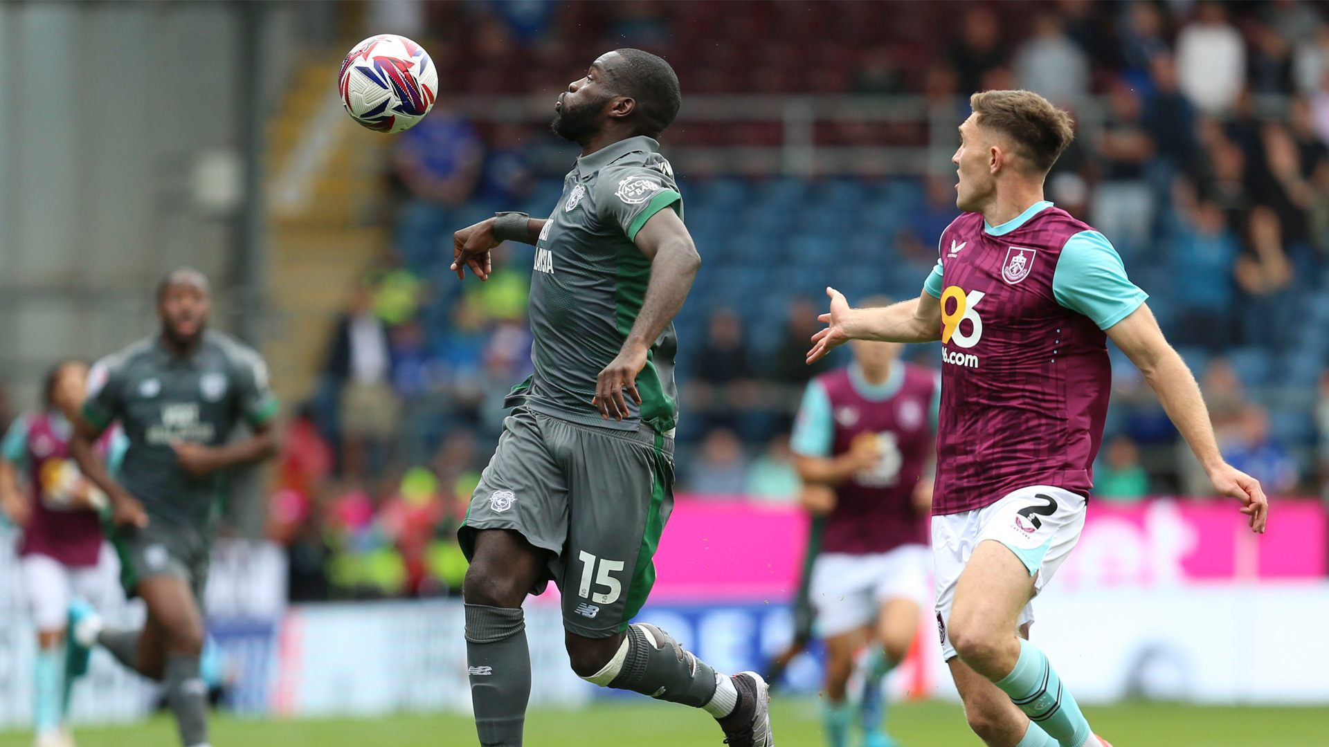 Wilfried Kanga in action for City at Turf Moor...