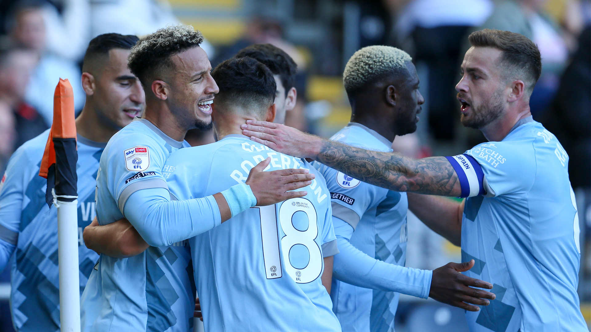 Callum Robinson celebrate his goal against Hull City...