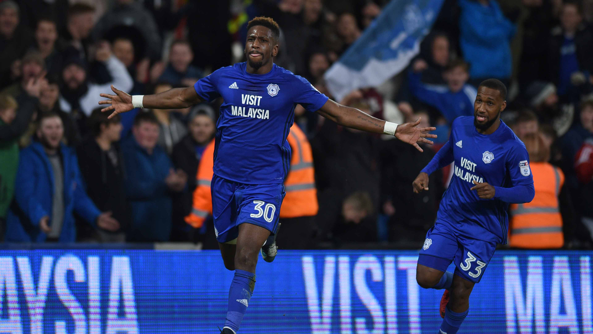 Omar Bogle celebrates...