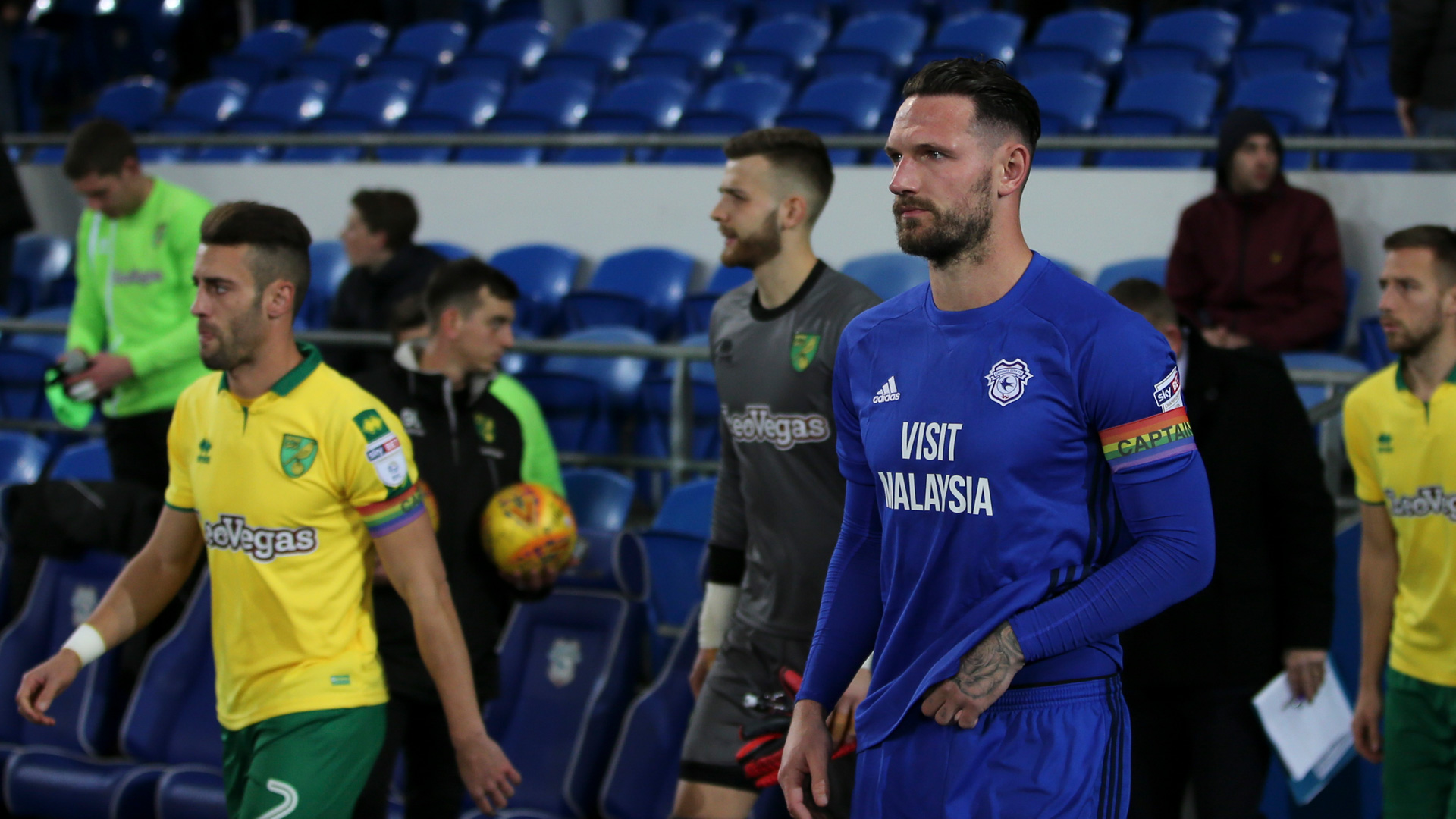 The Bluebirds and the Canaries walk out at CCS...